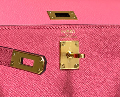 KELLY MINI 20 BAG IN WATERMELON PINK CALFSKIN WITH GOLD HARDWARE (MADE-TO-ODER)