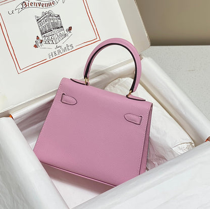 KELLY MINI 20 BAG IN BABY PINK CALFSKIN WITH GOLD HARDWARE (MADE-TO-ODER)