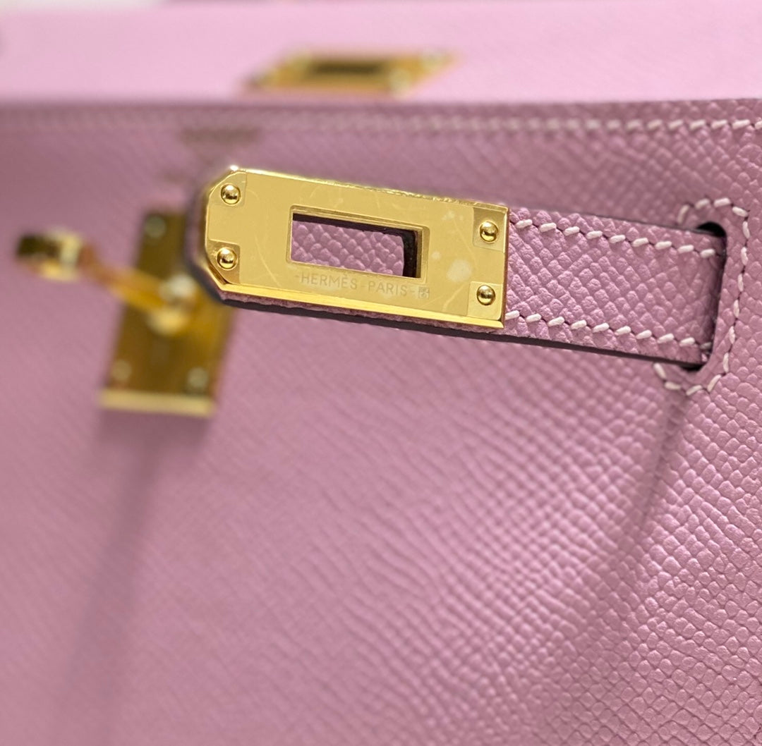 KELLY MINI 20 BAG IN BABY PINK CALFSKIN WITH GOLD HARDWARE (MADE-TO-ODER)