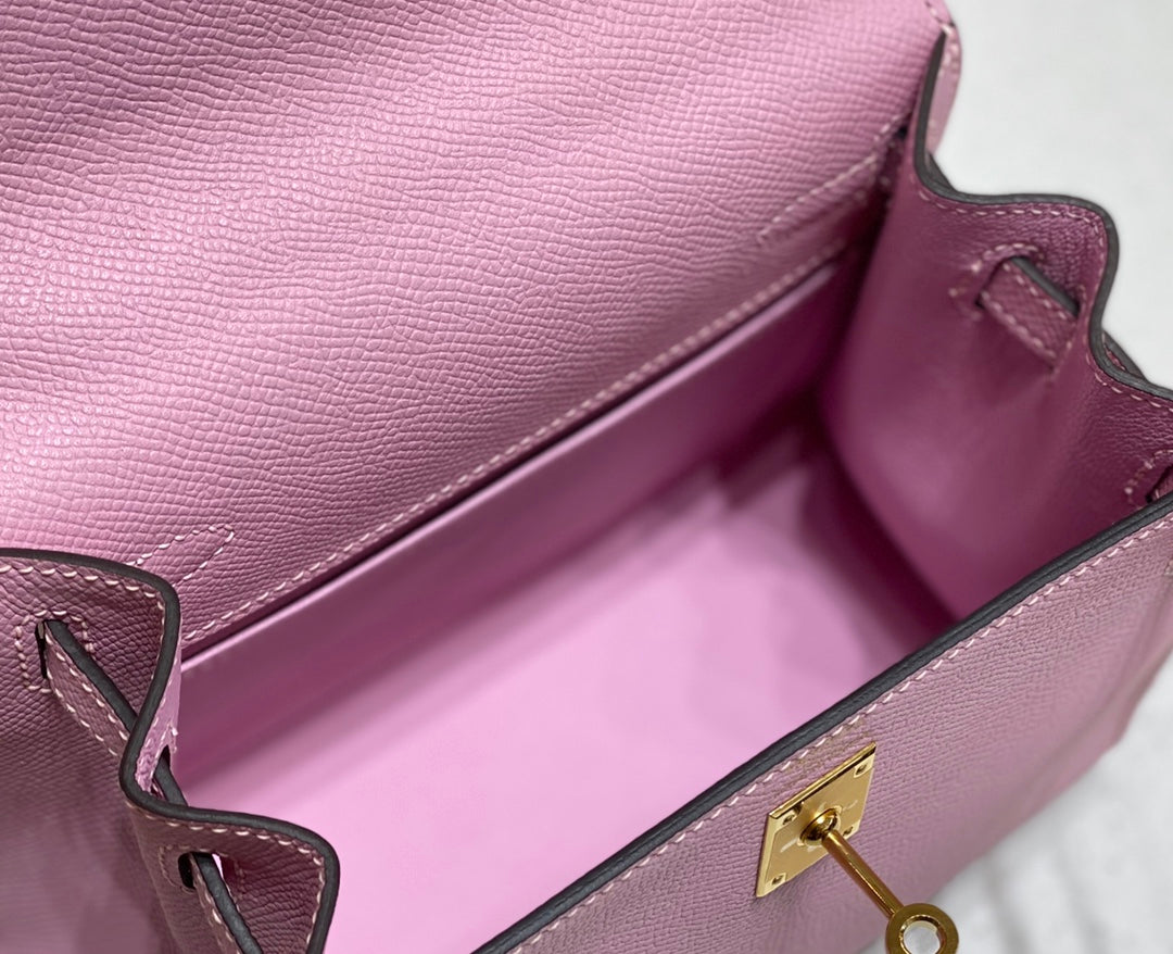 KELLY MINI 20 BAG IN BABY PINK CALFSKIN WITH GOLD HARDWARE (MADE-TO-ODER)