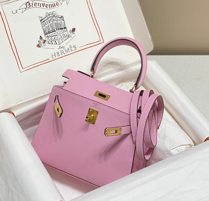 KELLY MINI 20 BAG IN BABY PINK CALFSKIN WITH GOLD HARDWARE (MADE-TO-ODER)