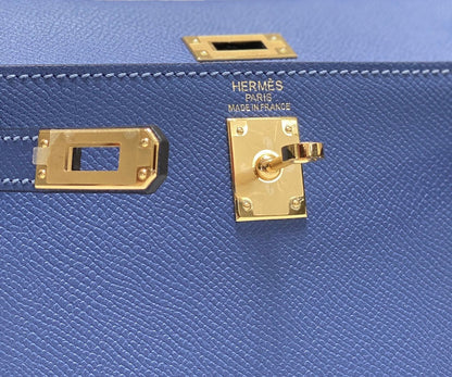 KELLY MINI 20 BAG IN AZURE BLUE CALFSKIN WITH GOLD HARDWARE (MADE-TO-ODER)