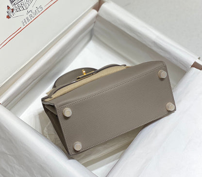 KELLY MINI 20 BAG IN LIGHT BROWN CALFSKIN WITH GOLD HARDWARE (MADE-TO-ODER)