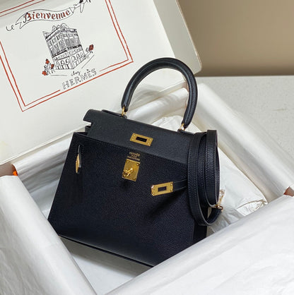 KELLY MINI 20 BAG IN BLACK CALFSKIN WITH GOLD HARDWARE (MADE-TO-ODER)