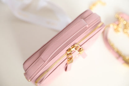 CARO BOX BAG 19 IN LIGHT PINK CALFSKIN