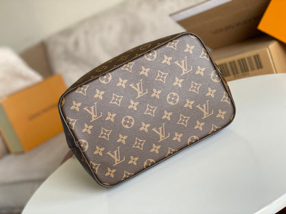 LV 25S NÉONOÉ BB 26 IN BROWN MONOGRAM CANVAS GOLD HARDWARE