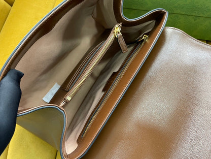 GG HORSEBIT 1955 SMALL 29 BAG BEIGE CANVAS AND LIGHT BROWN CALFSKIN