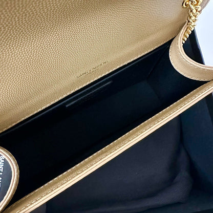 KATE 20 SMALL IN CALFSKIN BEIGE CREAM WITH GOLD LOGO