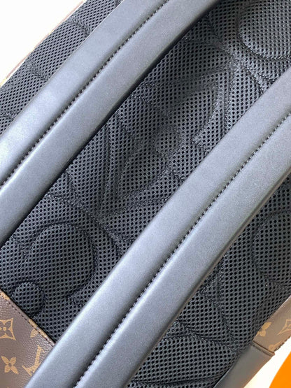 DEAN BACKPACK 42 IN BLACK AND BROWN MONOGRAM CANVAS