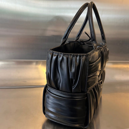 SMALL ARCO TOTE 30 IN BLACK SOFT LAMBSKIN