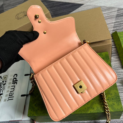 GG MARMONT MINI 21 CLASSIC BAG IN PEACH PINK CALFSKIN
