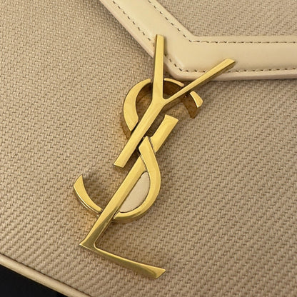 CASSANDRA 20 BEICREAM COTTON LINEN AND CALFSKIN