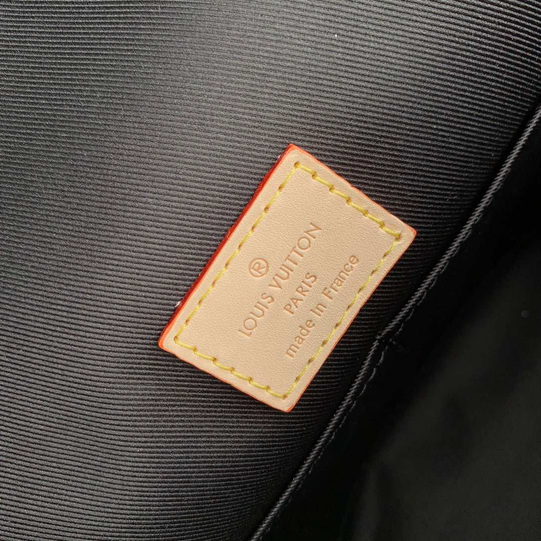 CLUNY MM HANDBAG 33 IN BROWN MONOGRAM CALFSKIN BEIGE BLACK EMBROIDERED LOGO CANVAS