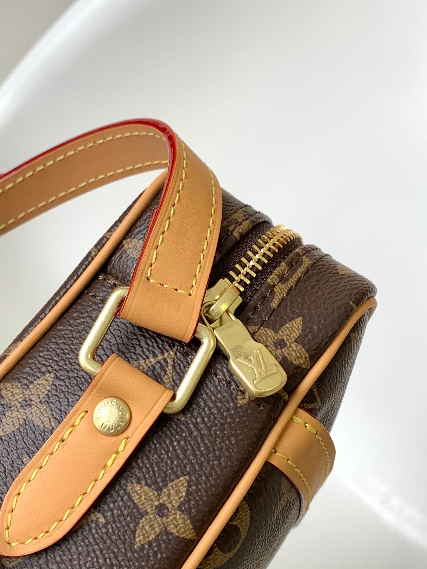 TROCADERO MINI MESSENGER BAG 23 IN BEIGE AND BROWN MONOGRAM COATED CANVAS