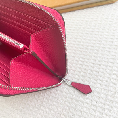 HM SILK'IN CLASSIC WALLET 20 RED PINK GRAINED CALFSKIN