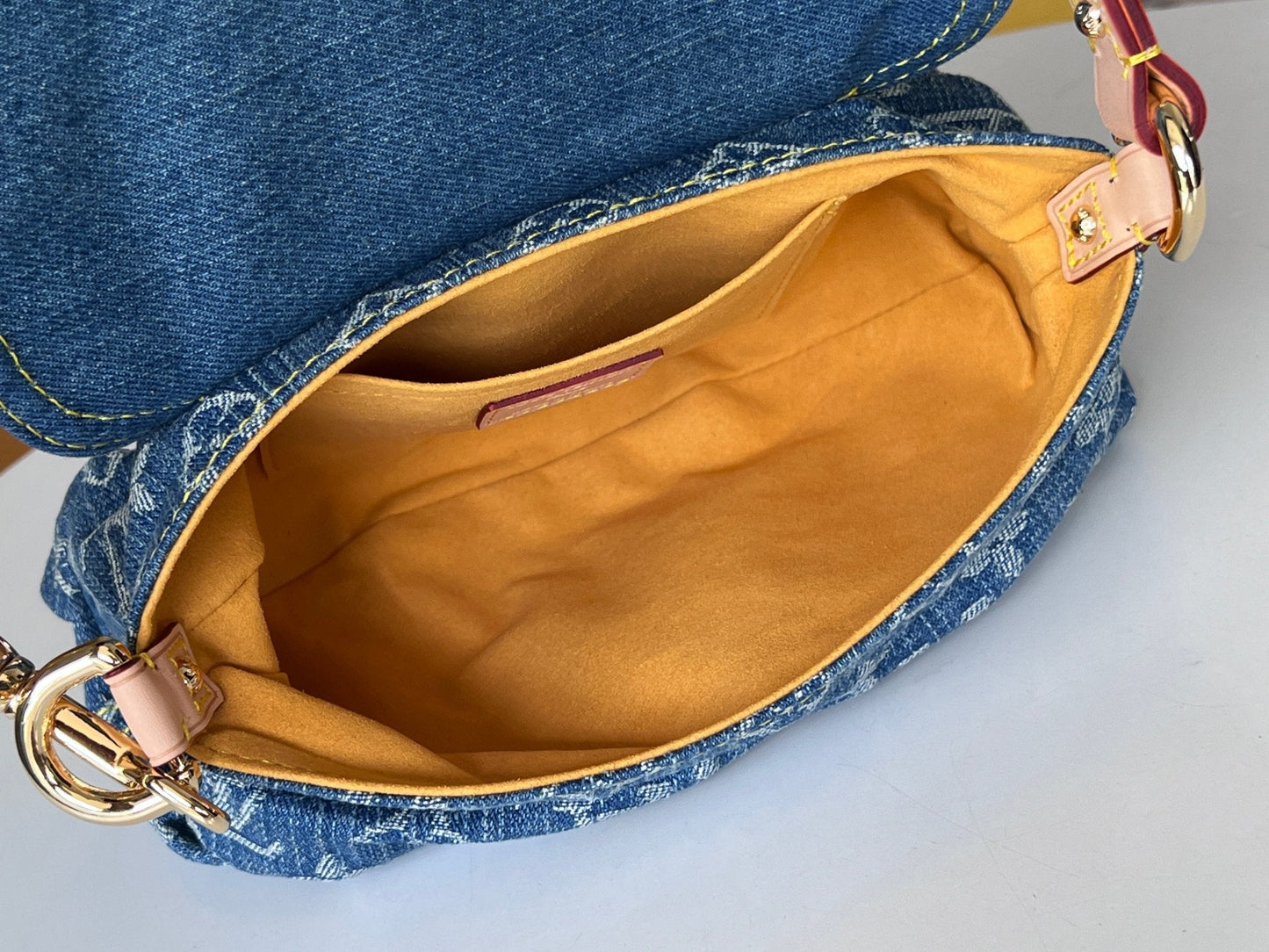 LV 25S PLEATY BAG 26 IN BLUE MONOGRAM DENIM GOLD HARDWARE