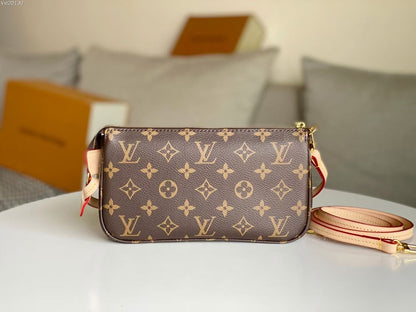 LV 25S POCHETTE ACCESSOIRES 21 IN BROWN MONOGRAM CANVAS GOLD HARDWARE
