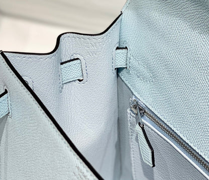 KELLY 25CM IN BLUE BRUME EPSOM CALFSKIN PALLADIUM HARDWARE