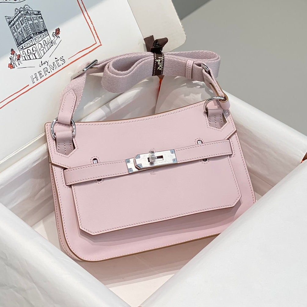 HM JYPSIERE SHOULDER BAG 23 IN BABY PINK CALFSKIN