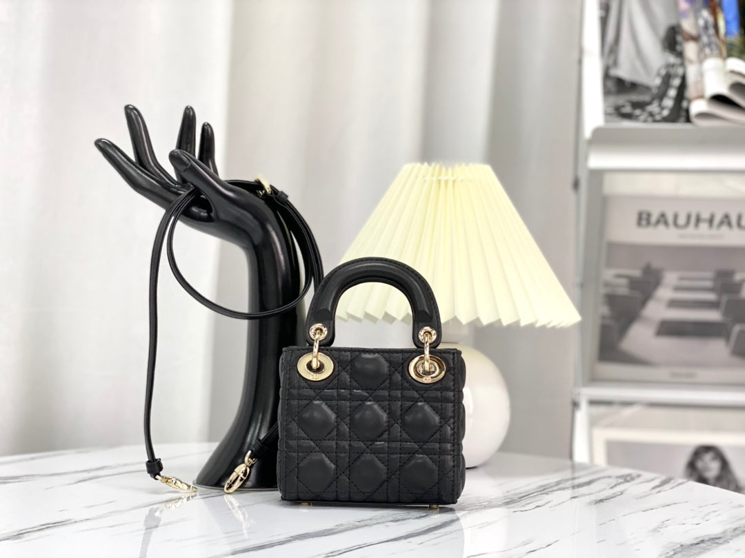 MICRO LADY 12 BAG IN BLACK LAMBSKIN