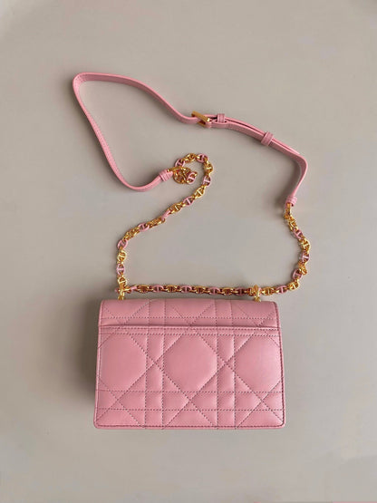 MISS CARO 17 CHAIN BAG IN HOT PINK LAMBSKIN