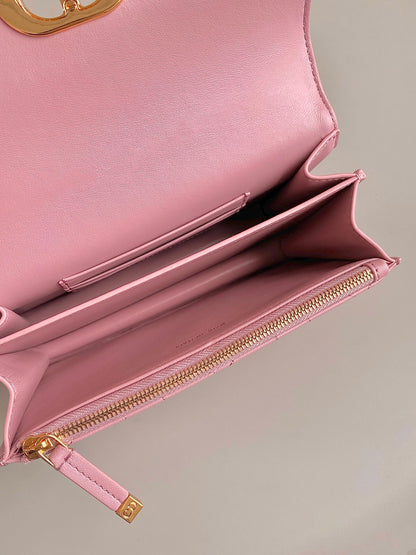 MISS CARO 17 CHAIN BAG IN HOT PINK LAMBSKIN