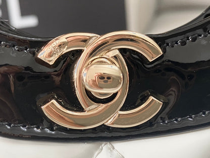 CC MINI 23 SHOPPING BAG IN GLOSSY BLACK MIX WHITE CALFSKIN