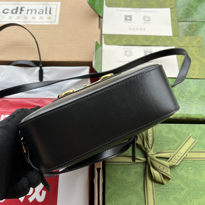 HORSEBIT 1955 SMALL CAMERA BAG 20 IN BLACK CALFSKIN