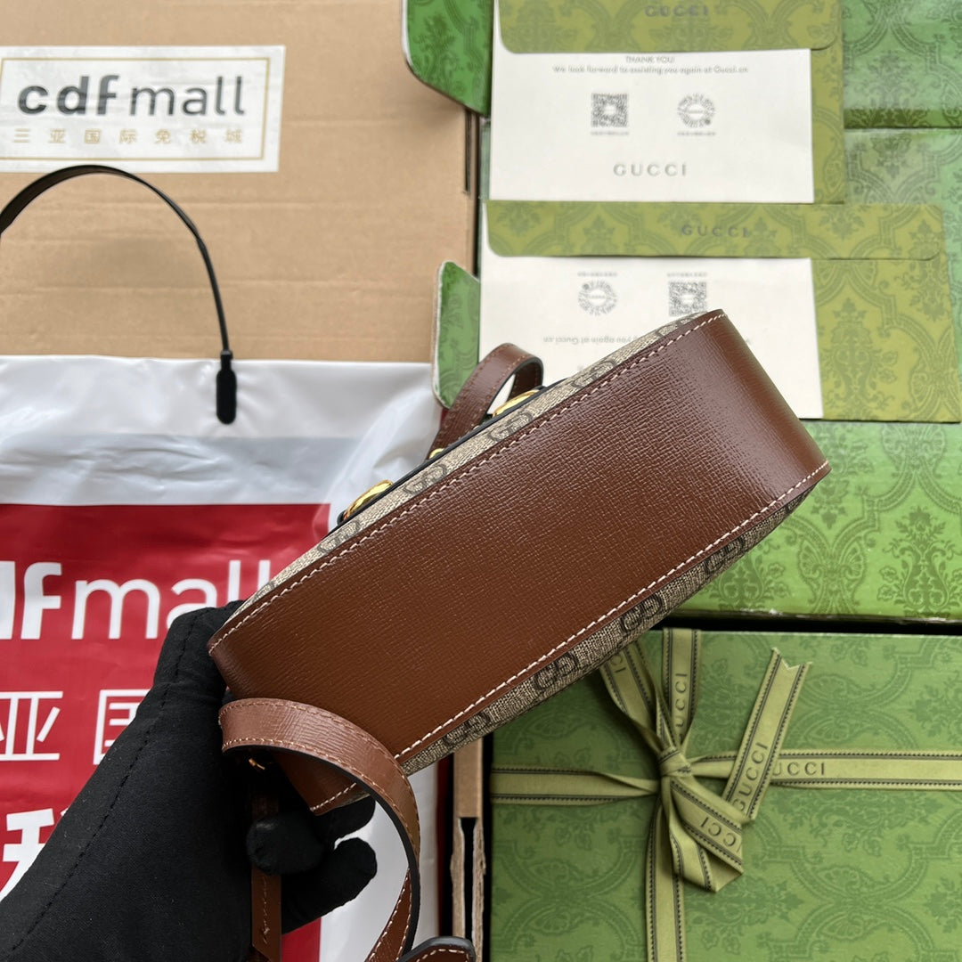 HORSEBIT 1955 SMALL CAMERA BAG 20 IN BEIGE AND EBONY GG BROWN CALFSKIN