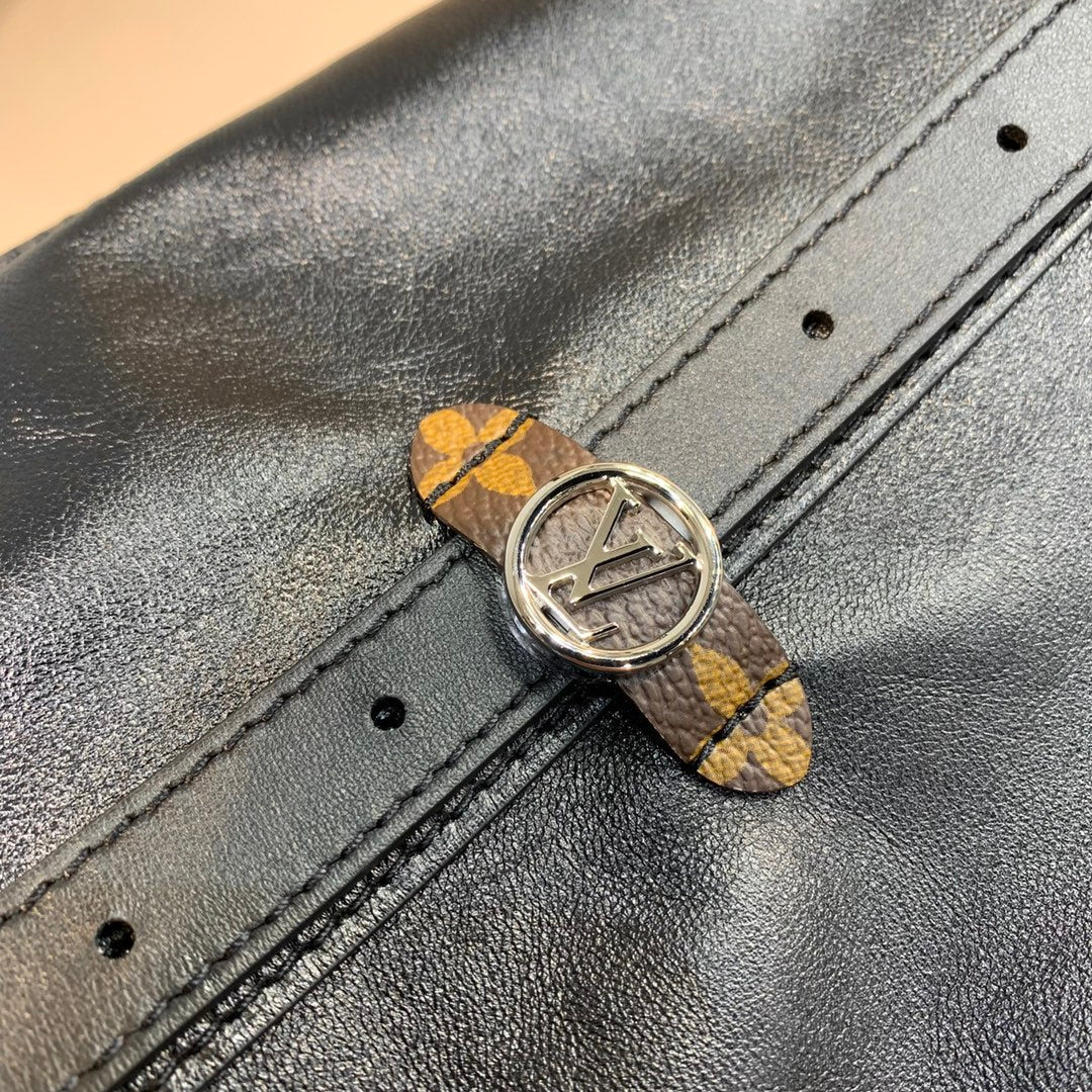 CARRYALL DARK 39 IN BLACK LAMBSKIN BROWN MONOGRAM TAG