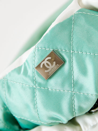 CC MINI 20 HOBO BAG IN WHITE MIX LIGHT GREEN CALFSKIN