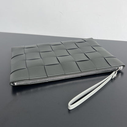 LARGE CASSETTE POUCH 35 IN CORDUROY GRAY CALFSKIN