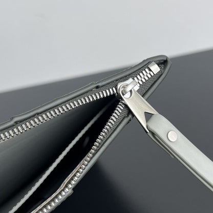 LARGE CASSETTE POUCH 35 IN CORDUROY GRAY CALFSKIN