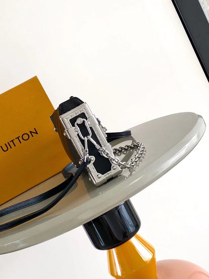 SLIM TRUNK 23 IN BLACK CALFSKIN SILVER HARDWARE