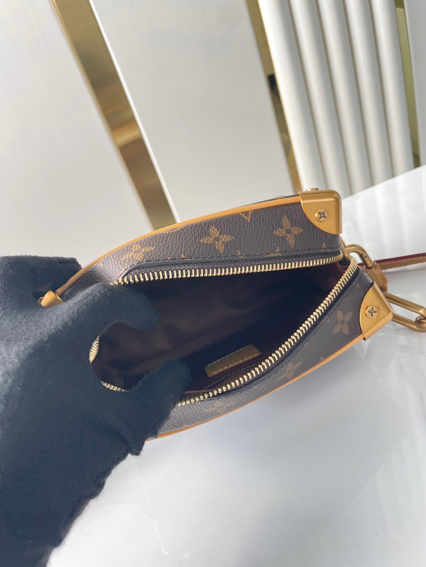 MINI SOFT TRUNK 18 IN BROWN MONOGRAM CANVAS GOLD HARDWARE