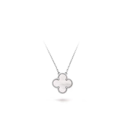 [AURORA]CLOVER MEDIUM SILVER WHITE MOP NECKLACE