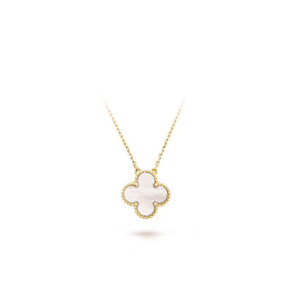 [AURORA]CLOVER MEDIUM SILVER WHITE MOP NECKLACE