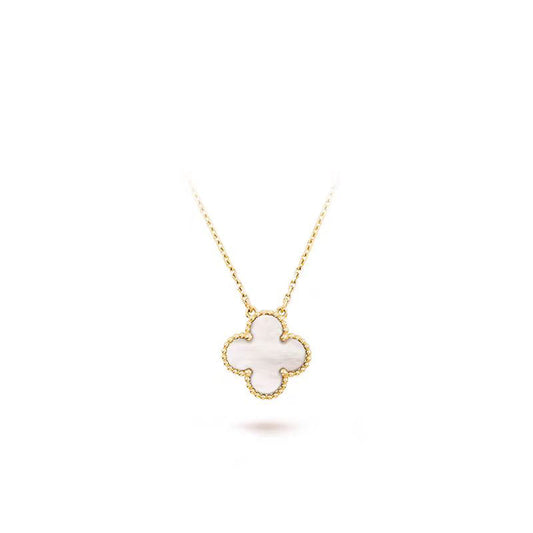 [AURORA]CLOVER MEDIUM SILVER WHITE MOP NECKLACE