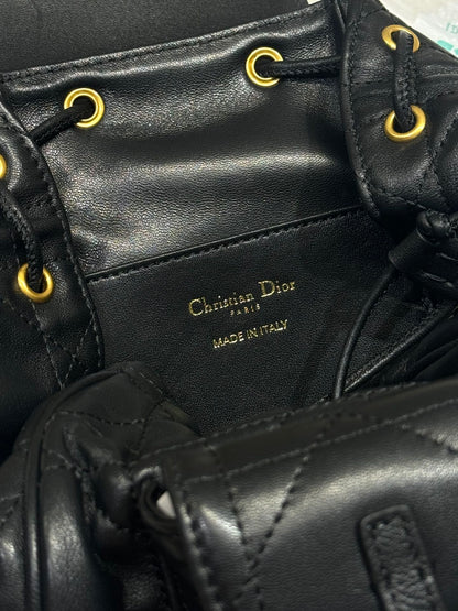 SMALL CARO BACKPACK 20 IN BLACK MACROCANNAGE LAMBSKIN