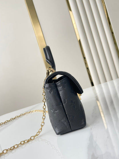 NANO MADELEINE 21 IN BLACK EMBOSSED CALFSKIN GOLD HARDWARE