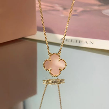 [AURORA]CLOVER 15MM PINK MOTHER-OF-PEARL NECKLACE