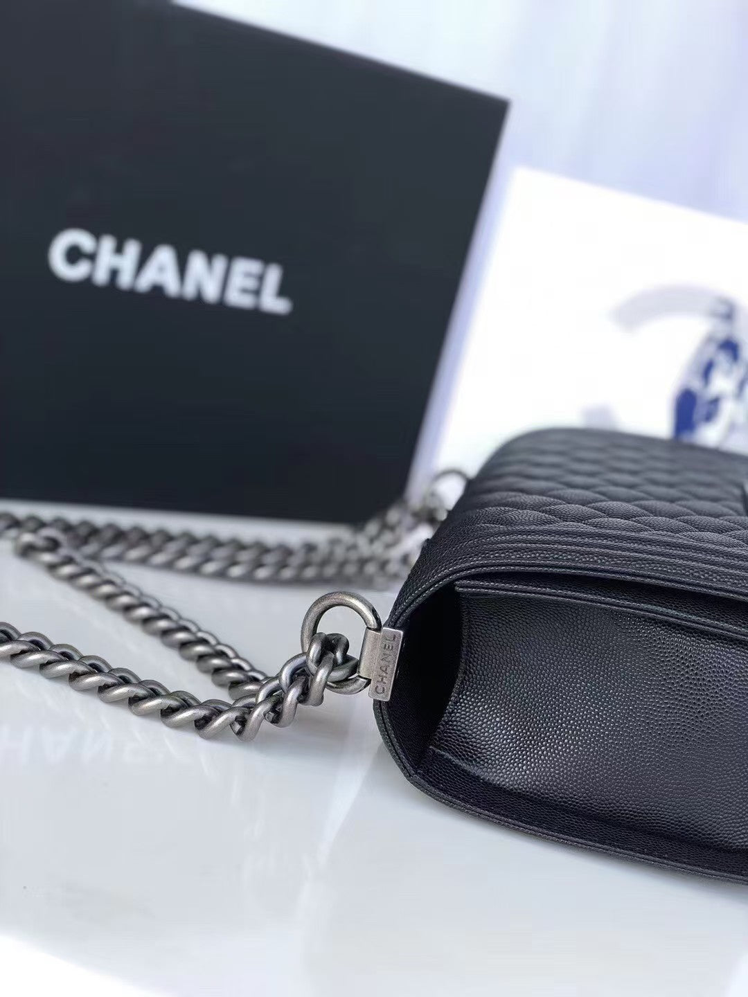 Leboy Black Vintage Silver Buckle Medium Bag