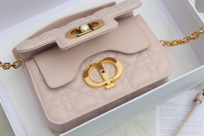 JOLIE TOP HANDLE BAG 19 IN PALE PINK CANNAGE CALFSKIN