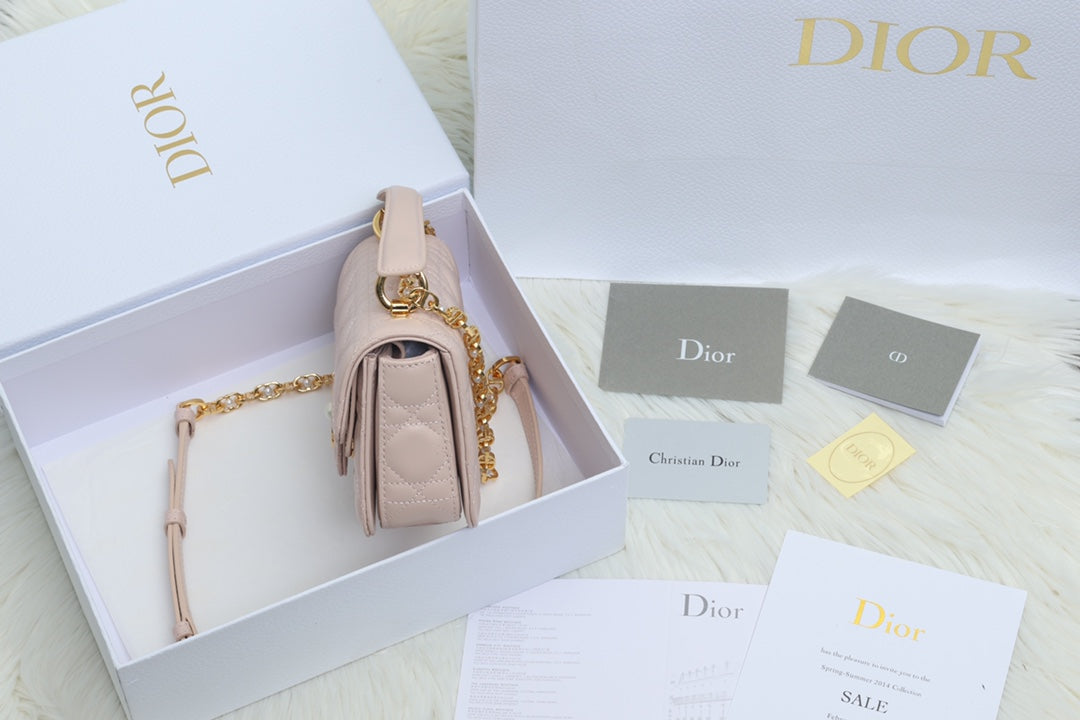 JOLIE TOP HANDLE BAG 19 IN PALE PINK CANNAGE CALFSKIN