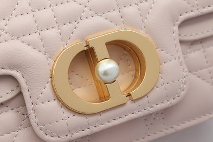 JOLIE TOP HANDLE BAG 19 IN PALE PINK CANNAGE CALFSKIN