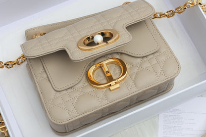 JOLIE TOP HANDLE BAG 19 IN BEIGE CANNAGE CALFSKIN