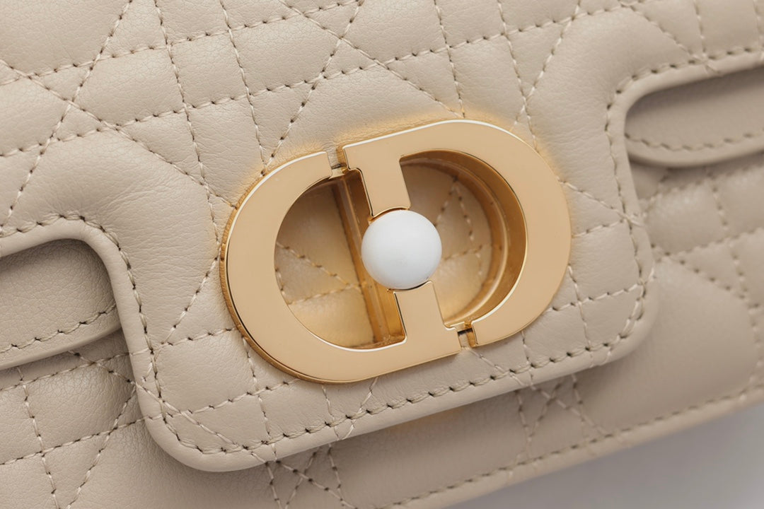 JOLIE TOP HANDLE BAG 19 IN BEIGE CANNAGE CALFSKIN