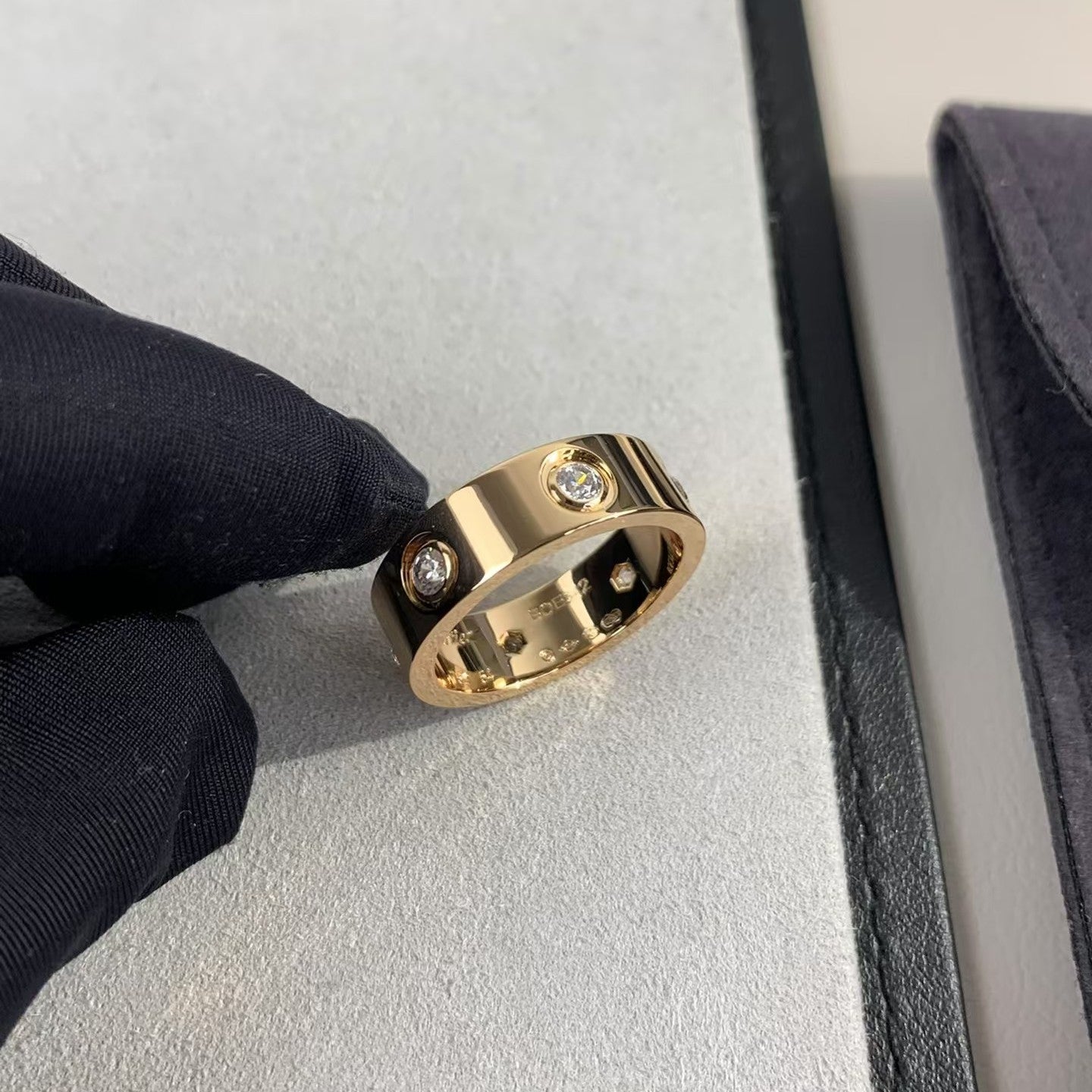 [AURORA]LOVE RING 5.5MM 6 DIAMONDS PINK GOLD