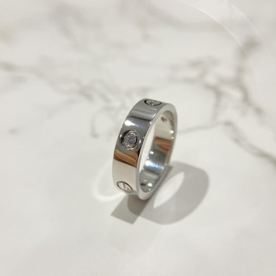 [AURORA]LOVE RING 5.5MM 3 DIAMONDS SILVER