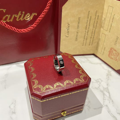 [AURORA]LOVE RING 5.5MM 3 DIAMONDS SILVER